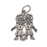 Sterling Silver Charm Two Little Girls Twins 17mm (1 Charm)