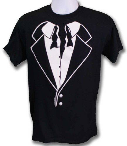 Gildan Black After Party Tuxedo T-Shirt with disheveled Design