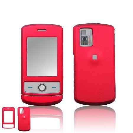 LG CU720 Shine Cell Phone Red Rubber Feel Protective Case Faceplate Cover