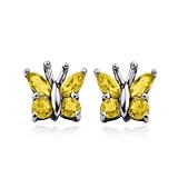 Sterling Silver Citrine Butterfly Earrings