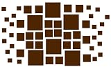 Set of 78 - Chocolate Brown Square Boxes Vinyl Wall Graphic Decals Stickers