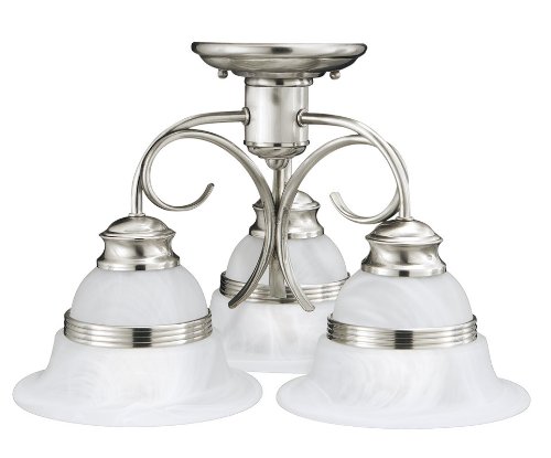 Thomas Lighting M2993-78 Syracuse - Three Light Ceiling Mount  Brushed Nickel Finish with Alabaster Glass