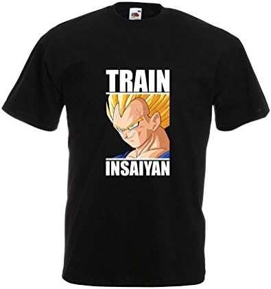 Train Insaiyan, Mens Printed T-Shirt - Black/White/Transfer L
