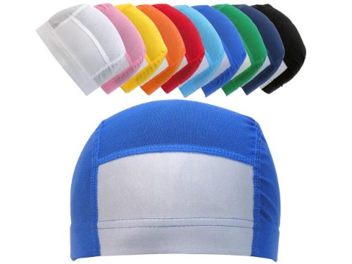 男女兼用ジュニア[SWIMCAP(スイムキャップ)]男女兼用名前札付きメッシュスイムキャップ◇青-M(50-55cm)