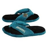 NFL Jacksonville Jaguars Ladies Teal-Black Plush Thong Slipper (Small)