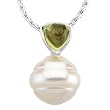 14K White Gold Paspaley South Sea Cultured Pearl and Peridot Pendant - 11.00mm