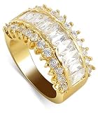 Nickel Free 18 KT Gold Layered Marquise Shaped 22 x 11mm Clear CZ Accented on Channel Set Polished Finish 4mm Band Ring
