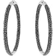 Sterling Silver Black Spinel Hoop Earrings