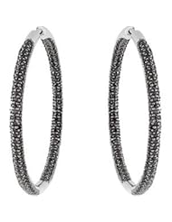 Sterling Silver Black Spinel Hoop Earrings -- LIFETIME WARRANTY