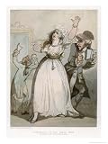 Sarah Siddons Actress Rehearsing in the Green Room with Her Father Roger Kemble Art Giclee Poster Print by Thomas Rowlandson, 18x24