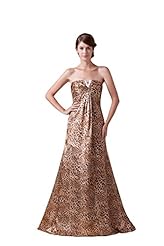 Strapless Taffeta Backless Leopard Print Evening Dress 