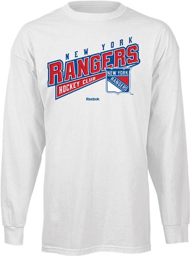 New York Rangers Reebok Long Sleeve White Sweep T-Shirt (Small)