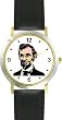 President Abraham Lincoln American Theme - WATCHBUDDY&reg; DELUXE TWO-TONE THEME WATCH - Arabic Numbers - Black Leather Strap-Size-Large ( Men's Size or Jumbo Women's Size )