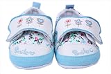 C-Princess ベビー靴 ズックシューズ 赤ちゃん 出産祝いプレゼント 滑め防ぐ靴 室内履き ルームシューズ ソフトソール フラワー柄 合革 フェイクレザー (12CM, スカイブルー)