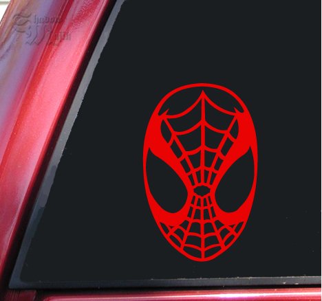  : Spiderman Face Spidey Mask Vinyl Decal Sticker - Red