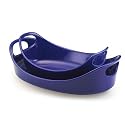 Rachael Ray Bubble & Brown Stoneware 1-Quart and 1-1/2-Quart Oval Baker Set, Blue
