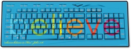 Believetek Wireless Keyboard, Believe Blue Background (091037229045)