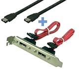 1 x Adapter intern SATA -> extern e-SATA 2-Port mit Slotblech + 1 x Kabel e-SATA extern mit Sicherungslasche schwarz 1,00 m