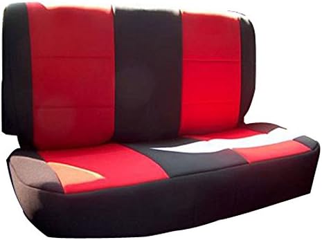 INNOCESSORIES Neoprene Jeep Wrangler Seat Covers fit for 1997-2002 Jeep Wrangler Tj Rear Solid Bench Red/Black