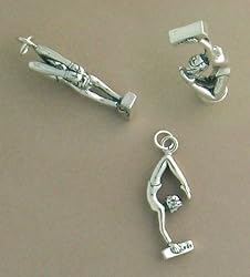 Sterling Silver Charm, 3D Gymnast, 1 1/8 inch, 3.7 grams