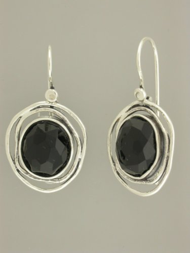 Silver Jewelry, Earring SET with TWO Oval 10/12mm Faceed Synthetic Black Onyx. Hook Earrings with Lock Back. Hand Made and Designed in Israel By Bili Silver. 925 Sterling Silver. Great Gift for Wedding, Bat Miztva, Mother's Day, Bridesmaid, Anniversary, Valentine, and All Occasions. Gift Box Included.