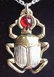 Egyptian Scarab Silver-Tone Pewter Amulet of Courage Pendant Necklace