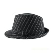 NEW COTTON WOOL FEDORA HAT TRILBY BLACK PINSTRIPE GANGSTER CRUSHABLE Large / Extra Large