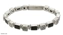 Onyx bracelet, 'Labyrinth' 0.2" W 7" L