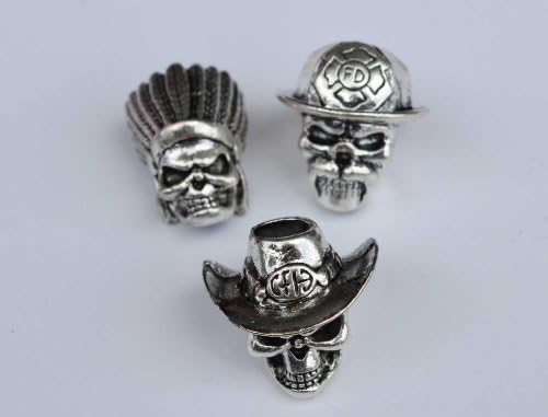 Skull Beads 3 Pack - Firefighter, Indian Warrior &amp; Cowboy From Hell