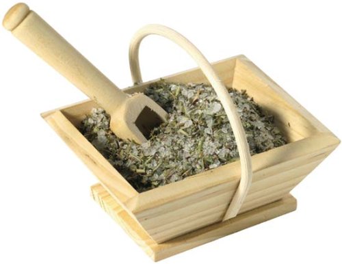 French Provence wood basket with sea salt and grilling herbs gift presentation with scoop... by Touch of Europe PP