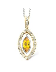 Twin Marquis Diamond Pendant In 18K Yellow Gold With A 0.50 ct. Genuine Citrine Center Stone.