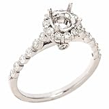 14K White Gold Vintage Style Diamond Engagement Semi Mount Ring 0.54ct (VVS Clarity, F Color)