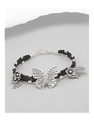 Saddle (Dark) Brown Butterfly Cotton Waxed Thread Bracelet In 92.5 97