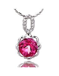 Honeystore Girls Topaz 925 Silver White Gold Plated Pendant Color Red Weight 1.8 g