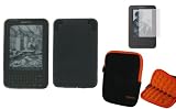 3n1 rooCASE Super Bubble Neoprene (Orange / Black) Sleeve Case / TPU Flex Matte (Smoke) Silicone Skin Case Cover / Screen Protector for Amazon Kindle Wireless Reading Device with 6