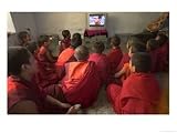 Young Monks Watch a Bollywood Movie at a Monastery Religion & Philosophy Photographic Poster Print, 16x12