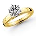 18k Yellow Gold 1.50 Carat Round Cut Cathedral Solitaire Diamond Ring (G-H ; SI1-2)