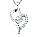SJS Collection Forever in My Heart Sterling Silver Pendant Necklace w/ 9 AAA Cubic Zirconia Diamonds. 18