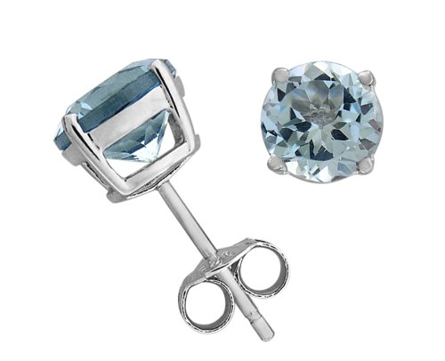 Sterling Silver 8mm Round Blue Topaz Earrings