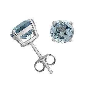 Sterling Silver 8mm Round Blue Topaz Earrings by Amazon.com Collection