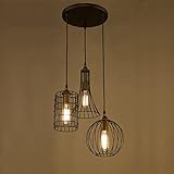 YOBO Lighting Antique 3-lights Island Oil Rubbed Bronze Chandelier Wire Cage Pendant Light