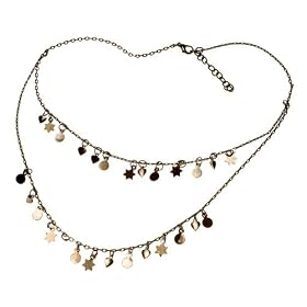 Starry Hearts Antique Bronze Metallic Collar Necklace