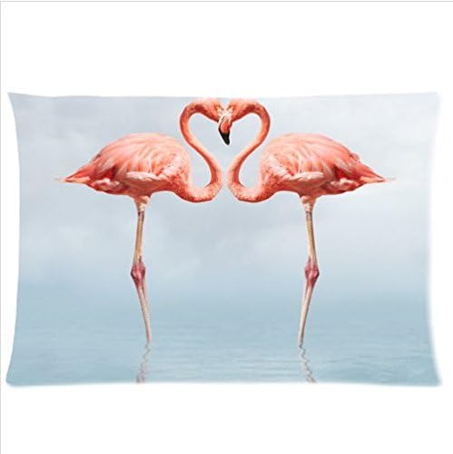Personalized beautiful pink Flamingos pattern soft Satin pillowcase,Zipper pillow cases 20"(W)x30"(L) twin sides