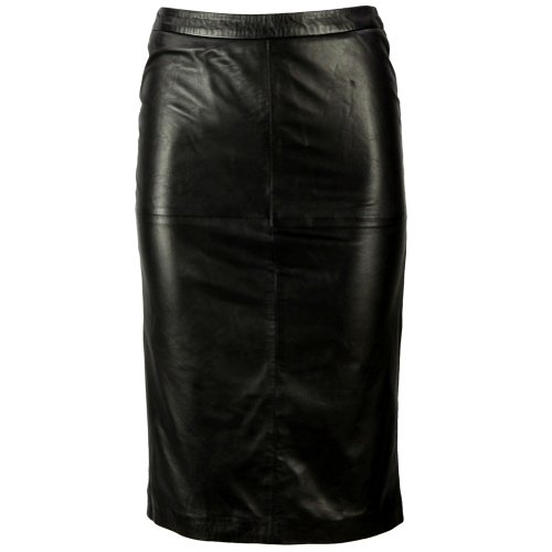 VIPARO Black High Waisted Pencil NZ Lambskin Leather Skirt - Savannah Black AU 6 / US 2 / UK 4 / EU 32