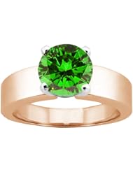 1.10 Ct Round Green SI1/SI2 Diamond 14K Rose Gold Ring