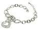 Silver Link Crystal Love Heart Charm Chain Bracelet Jewelry