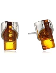 Sterling Silver Honey Amber Barrel Earrings