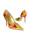 Quai D'Orsay Cocktail Gold Canvas and Leather Pump Shoes
