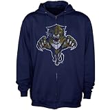 NHL Majestic Florida Panthers Navy Blue Distressed Logo Full Zip Hoody Sweatshirt (Medium)