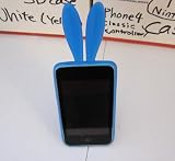 Sea Blue Bunny with Fur Tail Design Snap on Soft Silicon Skin Cover Case for Apple Ipod Touch Itouch 4 4g 4th Gen